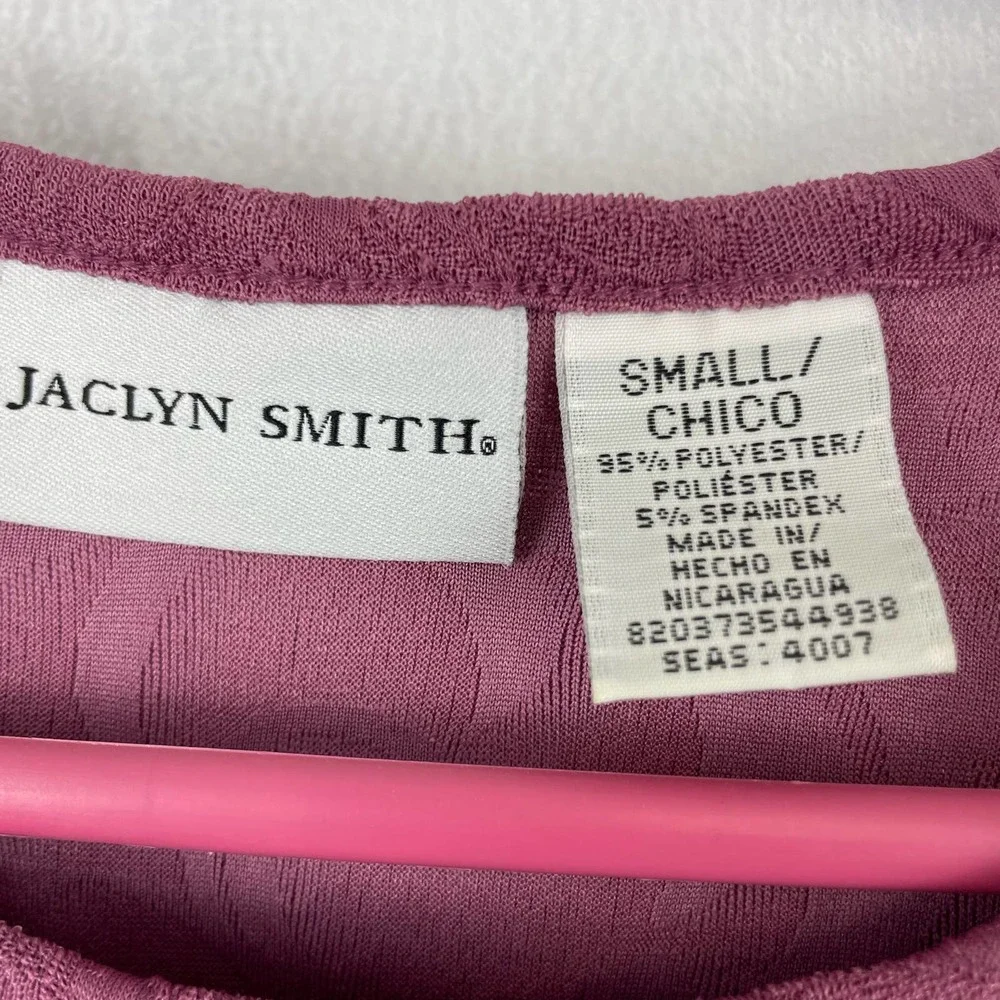Jaclyn Smith Rose Pink Leafy Paisley Textured Tops Shirt Size S - Picture 5 of 6